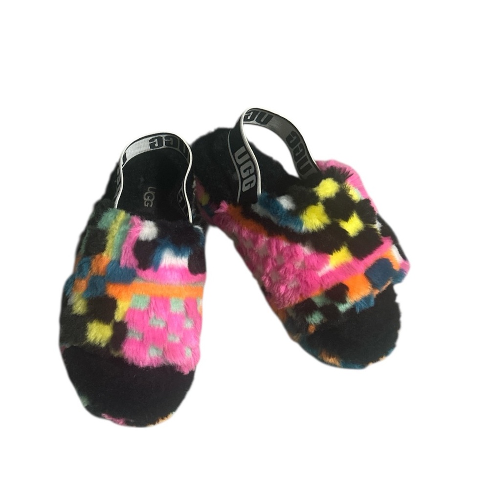 UGG Multicolor Fuzzy Slippers size 5